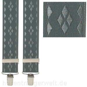 grauer Hosenträger 3207 mit eingewebtem Rautenmuster