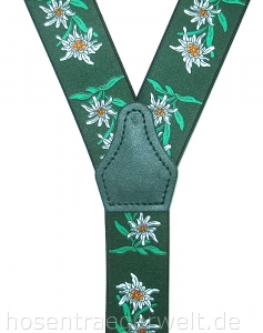 dunkelgrüner Hosenträger 4116 mit Edelweiß