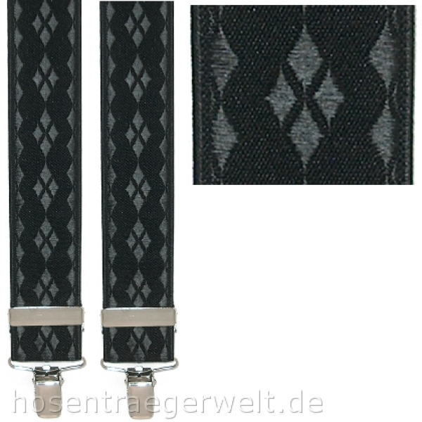 schwarzer Hosenträger 4056 mit eingewebtem Rautenmuster