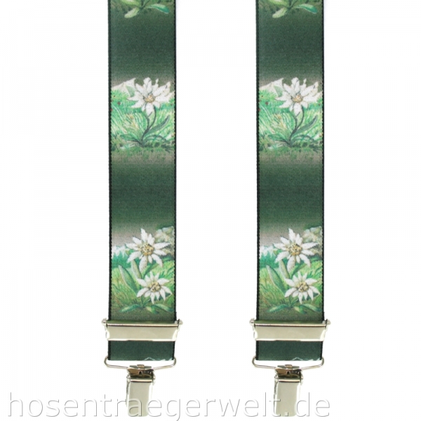 dunkelgrüner Hosenträger 4452 mit Edelweiß