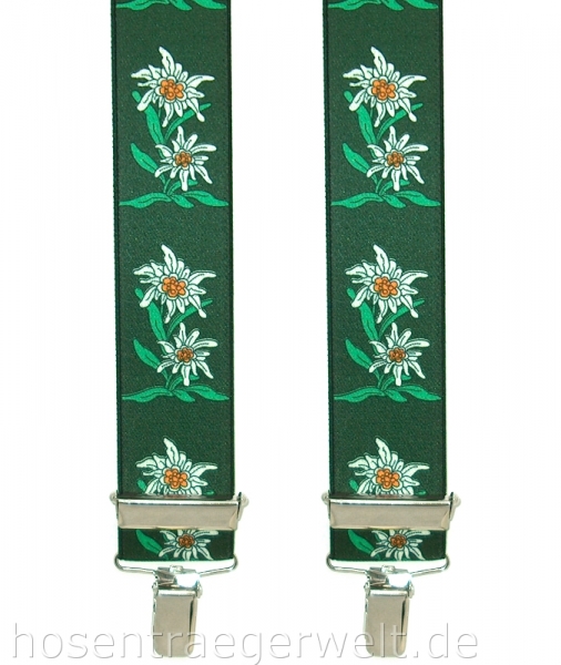 dunkelgrüner Hosenträger 4561 mit Edelweiß