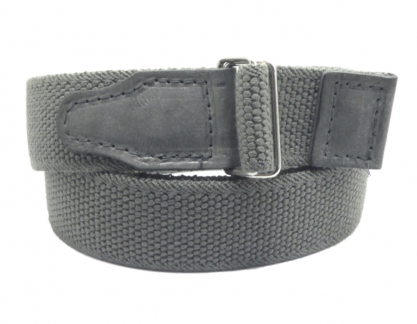 grauer Stretchgürtel 4970 mit Lederbesatz
