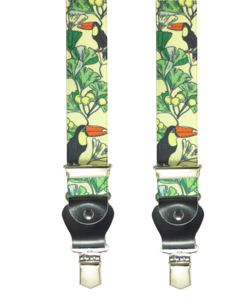 seidig schimmernder Hosenträger 5107 mit Papageien