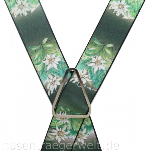 dunkelgrüner Hosenträger 4452 mit Edelweiß