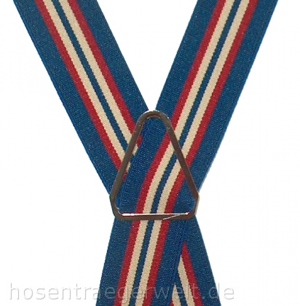 blauer X-Form Hosenträger 3373 mit Streifen