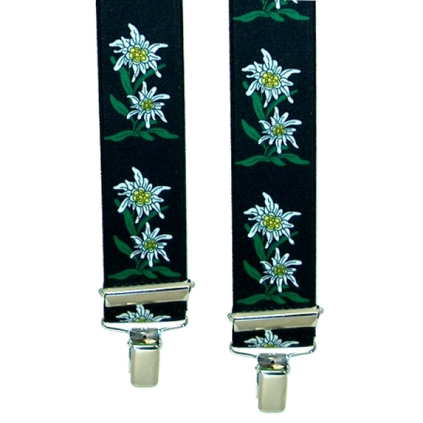 schwarzer Hosenträger 2850 mit Edelweiß