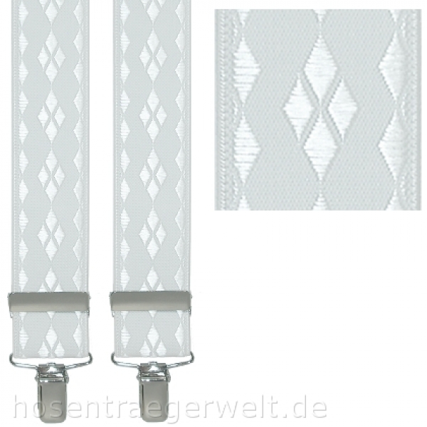 weißer Hosenträger 3204 mit eingewebtem Rautenmuster
