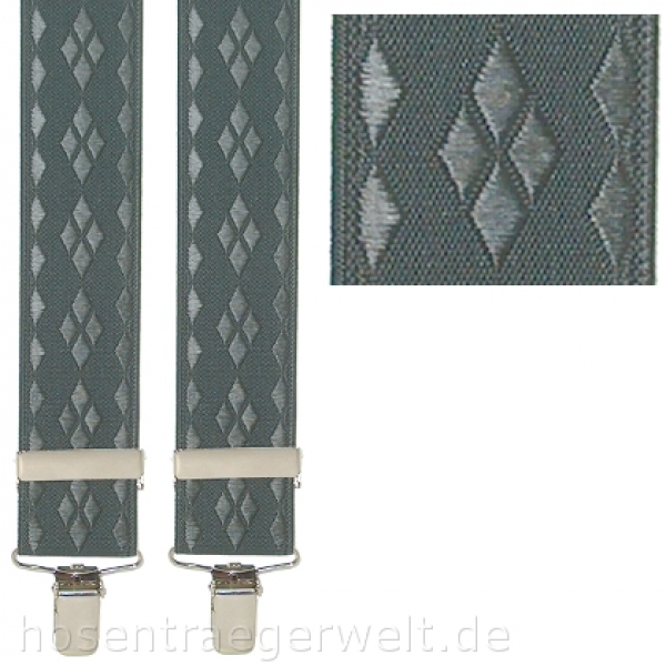 grauer Hosenträger 3207 mit eingewebtem Rautenmuster