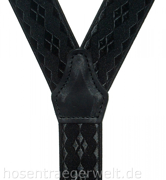 schwarzer Hosenträger 5093 mit eingewebtem Rautenmuster