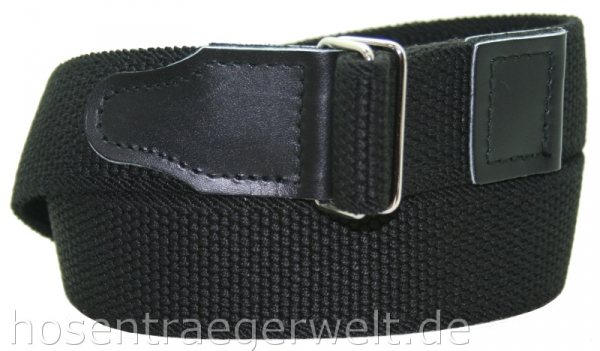 schwarzer Stretchgürtel 4533 mit Lederbesatz